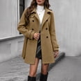 thumbnail image 6 of TGSLY Women's Wool Blend Coat Soft Notched Lapel Double Breasted Button Long Sleeve Jacket Casual Solid Color Mid-Length Belt Winter Outerwear L, 6 of 9