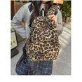 thumbnail image 4 of KKLDOGS Fuzzy Leopard Print Backpack Soft Plush Casual Daypack Large Capacity Lightweight Travel Commute Shoulder Bag, 4 of 6
