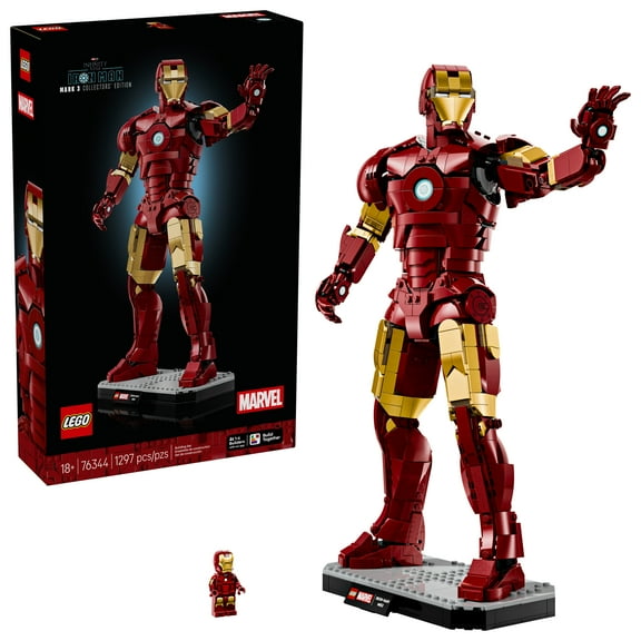 LEGO Marvel Iron Man Mark 3 Collectors’ Edition Building Set - Poseable Super Hero Construction Kit W/Mark 3 Minifigure for Adults, Ages 18  - Collectible Gift Idea for Birthdays - 76344