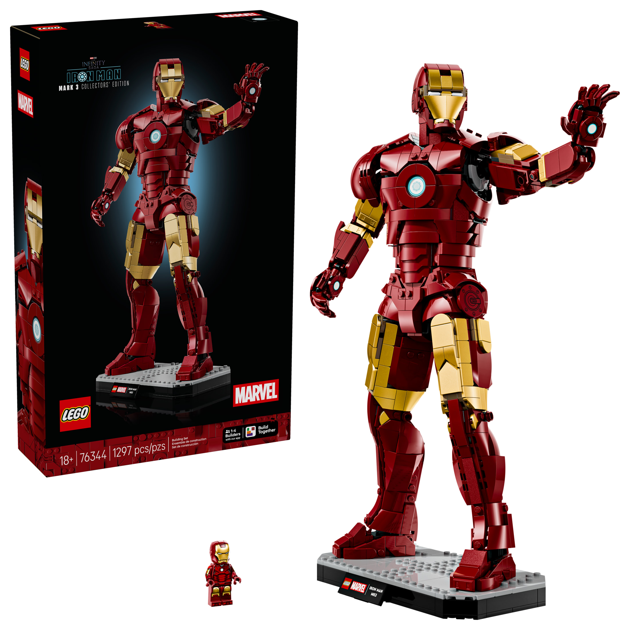 LEGO Marvel Iron Man Mark 3 Collectors’ Edition Building Set - Poseable Super Hero Construction Kit W/Mark 3 Minifigure for Adults, Ages 18+ - Collectible Gift Idea for Birthdays - 76344
