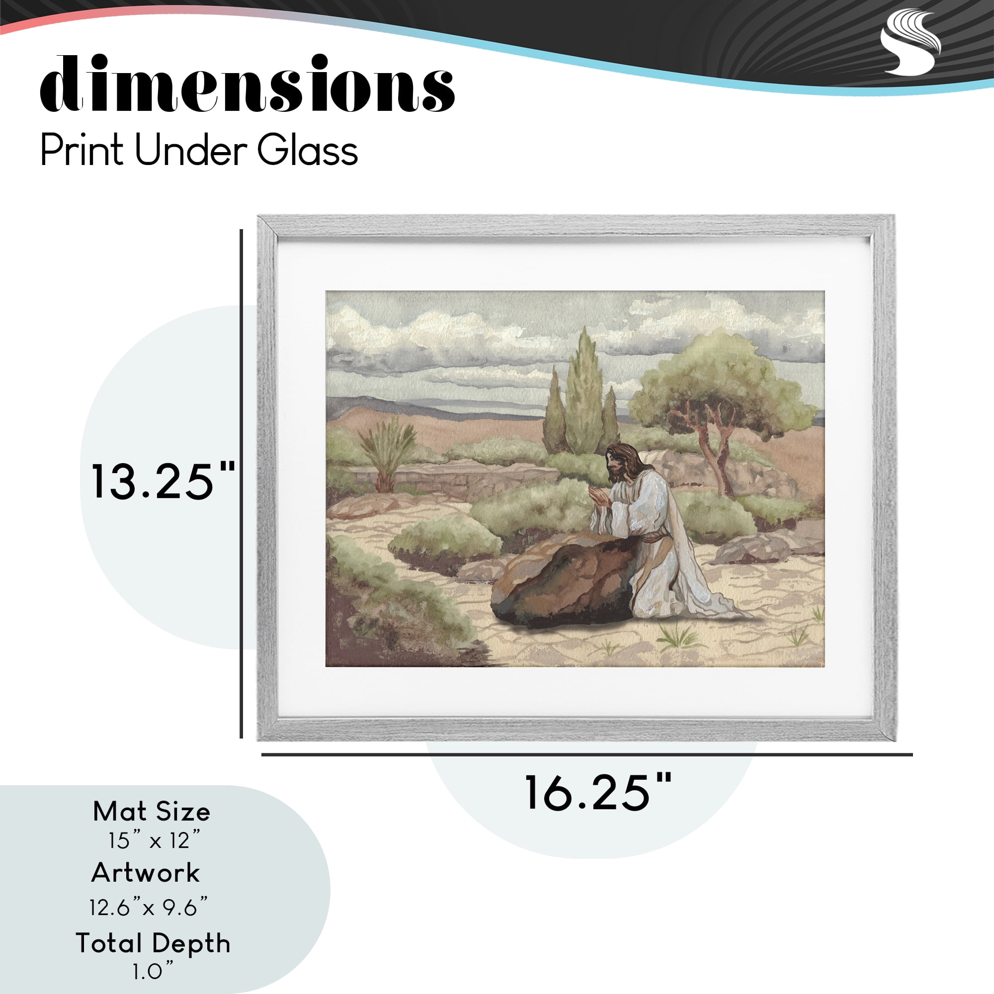 Stupell Industries Jesus Praying Countryside Gray Framed Print Under Glass, design by Elizabeth Medley