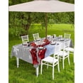 thumbnail image 3 of Gray Christmas Outdoor Tablecloth - 52x70 Inch Rectangle Dining Table Cover, Snowflake Snowman Xmas Birds Berry Waterproof Outdoor Table Cloth with Umbrella Hole & Zipper for Picnic/Patio, 3 of 5