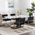 thumbnail image 4 of Black Modern Dining Chairs Set of 2, Corduroy Fabric Upholstered Kitchen & Dining Room Chairs Set of 2, Kitchen Table Chairs Set of 2, Sillas de Comedor, Gold Metal Frame (Black, 2 Pcs), 4 of 12