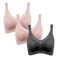 thumbnail image 4 of SYMOID Womens Seamless Bras Wireless 3 Pack V-Neck Padded Comfort Everyday Bra Plus Size Black,Size 2XL, 4 of 9