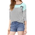 thumbnail image 1 of CamiseDe ManLarPaMujer bloque de colorrayas triple color simple Azul verde L, 1 of 5