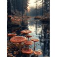 thumbnail image 1 of Qisvanset Framed Canvas Wall Art, 12x16 Inch Red Mushroom Pond Enchanted Forest Wall Art, 1 of 5