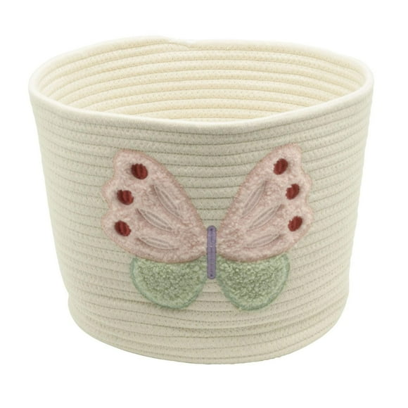 Panier de rangement en corde de coton avec image en forme de papillon ivoire