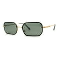 thumbnail image 3 of Luxury Rimless Metal Engraving Frame Thin Rectangle Sunglasses Gold Green, 3 of 5