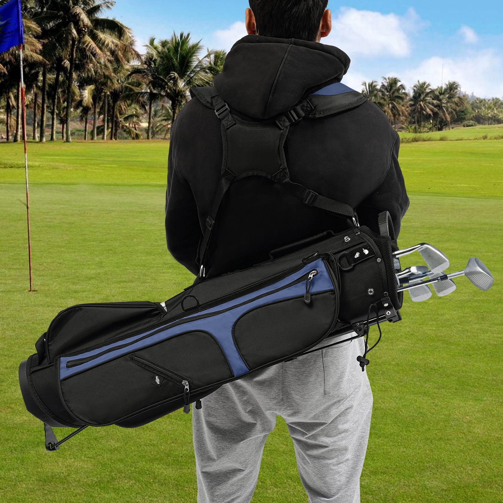Golf Stand Bag Lightweight Golf Bag with 3 Dividers & 5 Pockets for Junior & Adult