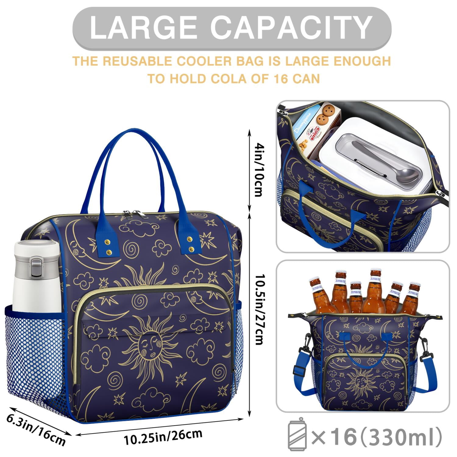 Gothic Floral Insulated Lunch Bag For Women & Teens - Reusable Thermal Tote For School, Work, Picnic - Dark Aesthetic Design
