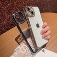 thumbnail image 2 of for iPhone 13 Case Plating Electroplate with Bling Glitter Sparkle Diamond Camera Lens Edge Cover Crystal Clear & Matte Luxury Elegant Bumper Shockproof Case for Girls Women -Black, 2 of 11