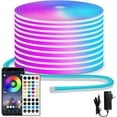 thumbnail image 1 of Biwat 50ft LED neon Lights 24V RGB LED neon Rope Lights with Remote Control APP Control IP65 Waterproof Flexible Neon LED Strip Lights for Bedroom Room Outdoors, 1 of 4