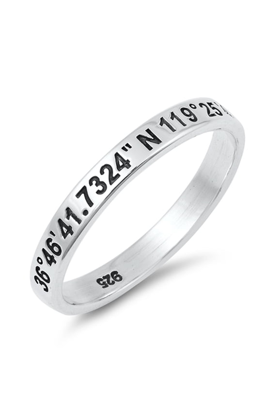 California Coordinates 36° 46' 41.7324" N Fresno Sterling Silver Ring 925 Jewelry Female Male Size 8