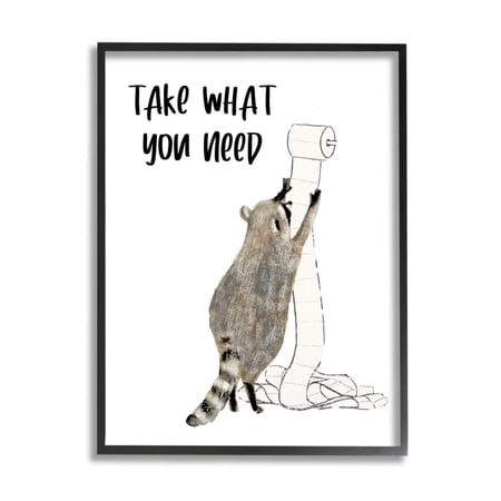 Stupell Industries Take What You Need Phrase Toilet Paper Racoon Design by Victoria Barnes