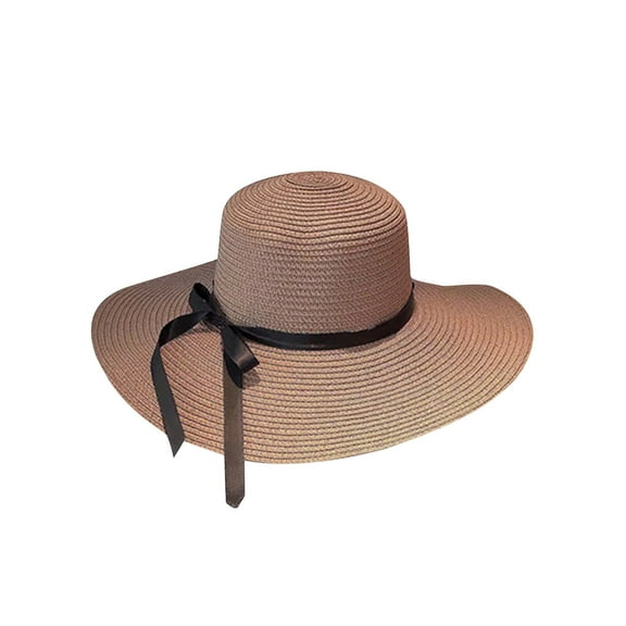 DeHolifer Womens Sun Straw Hat Wide Brim UPF 80 Summer Hat Foldable Packable Floppy Beach Hats for Women
