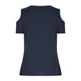 thumbnail image 2 of Ahabrexf Womens T-Shirts Women Summer Sexy T- Shirt Cold Shoulder Pullover Blouse V-Neck Short Sleeve Solid Tops, 2 of 5