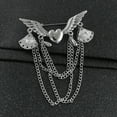 thumbnail image 6 of Naierhg Retro Angel Wing Heart Shirt Suit Collar Tip Lapel Brooch Pin with Chain Tassel, 6 of 8