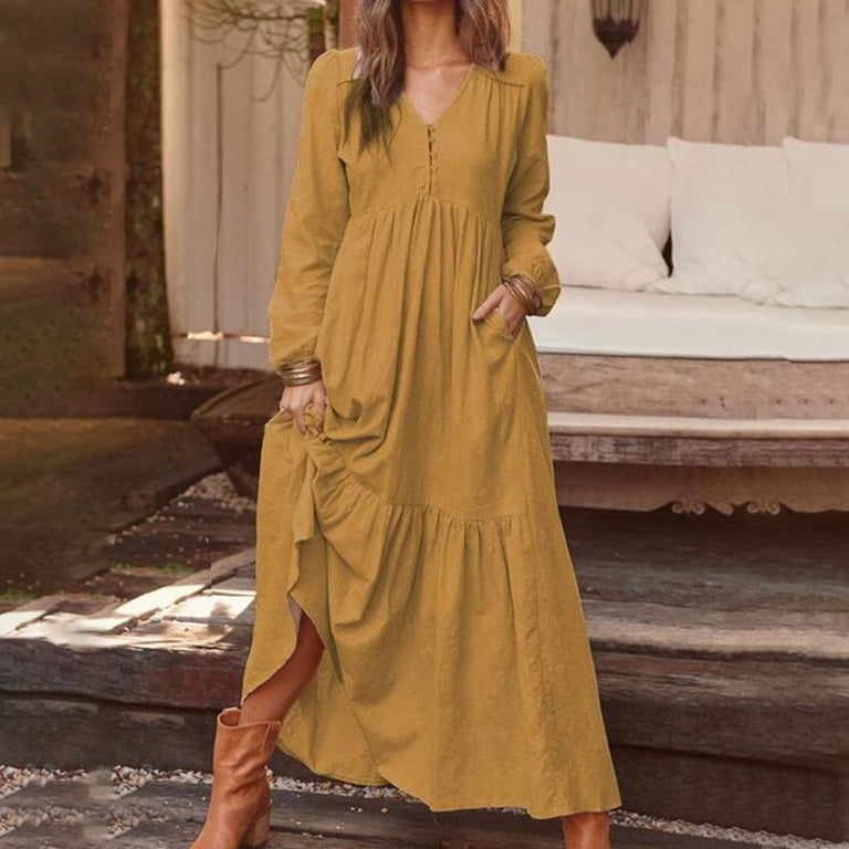 knee length dresses for ladies Long Sleeve Belted Chiffon Dress main image 1