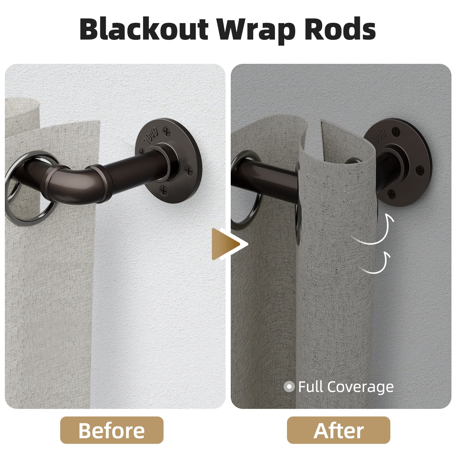 120" to 240"Curtain Rods for Windows,1 inch Industrial Curtain Rod, Adjustable Wrap Around Curtain Rods,Industrial Indoor/Outdoor Curtain Rod,Bronze