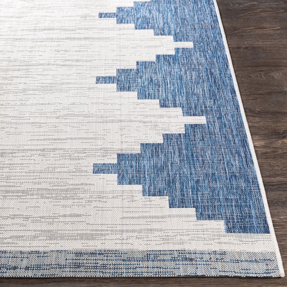 Livabliss Outdoor Rugs, 9ft Round Eagean Global Blue Square Area Rug for Patio, Porch, Deck, Backyard, Waterproof Indoor Outdoor Carpet (7'10" x 7'10")