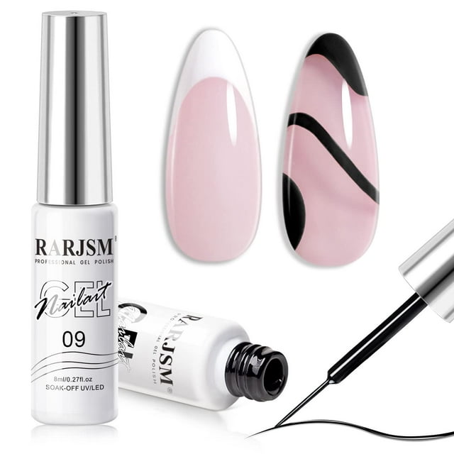 Esmalte de uñas en gel RARJSM, negro y blanco, 8 ml, remoja con brocha