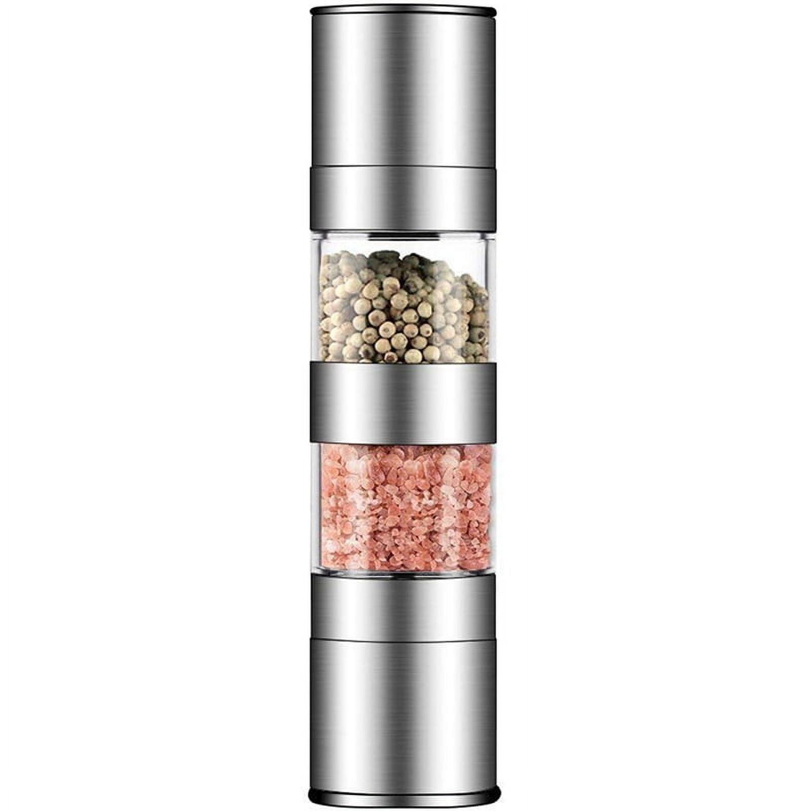 4X 2 in 1 Salt and Pepper Grinder Set,Stainless Steel Salt Grinder with Adjustable Ceramic Rotor, Pepper Mill Shaker