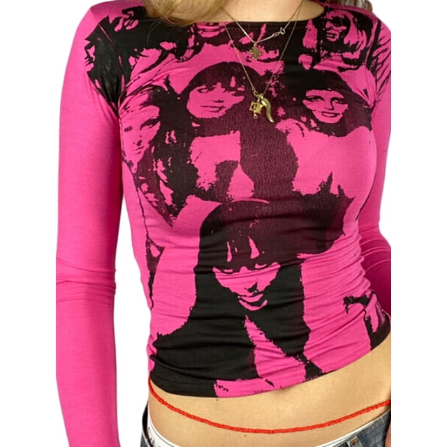 Mialoley T-shirt Femme à Manches Longues avec Imprimé Drôle, Style Tête de Femme
