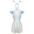 thumbnail image 4 of LiiYii Ensemble de Costume d'Astronaute pour Femmes Manches Courtes Évasées Robe Trapèze Mini avec Cheveux Bleu TG, 4 of 8