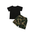 thumbnail image 2 of FOCUSNORM Little Boy?s Letter Short Sleeve Tops and Camouflage Shorts Set, 2 of 10