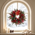 thumbnail image 6 of BUTASY Christmas Wreath Christmas Rattan Wreath Decoration Artificial Poinsettia Pines Branches And Berries Door Hanging Wall Decoration Holiday Decorative Wreath, 6 of 6