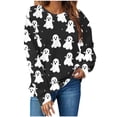 thumbnail image 5 of HAOTAGS Women's Tops Business Casual Holiday Halloween Black Sweatshirts Long Sleeve Crew Neck Graphic Shirts for Women, 5 of 5