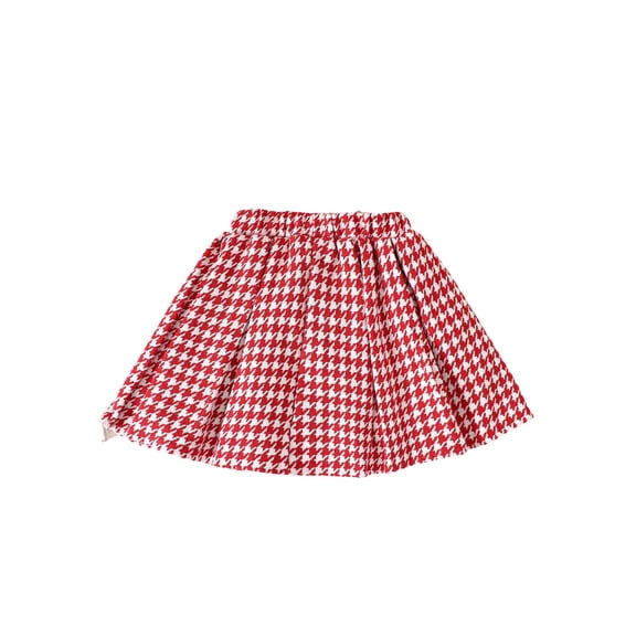 BemeyourBBs Toddler Girl Houndstooth Pleated Skirt Elastic Waist A-line Winter Skirts