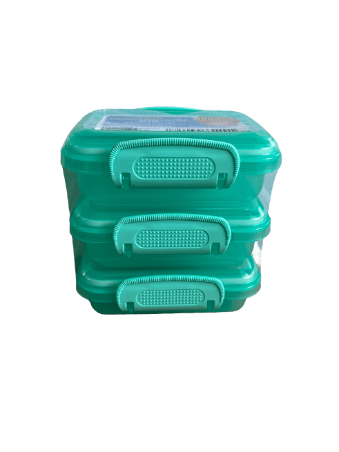 Lock-Top Snack Containers with Snap Latch Lids, 3 pack (Green)