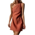 thumbnail image 2 of Nuoqisi Women's Asymmetric One-Shoulder Mini Solid Color Dress&nbsp;- Modern Design with Unique Neckline for Trendy Outings and Chic Style, 2 of 5