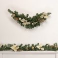 thumbnail image 2 of Northlight 6' x 9" Unlit Gold Poinsettia and Pinecone Artificial Christmas Garland, 2 of 3