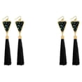 thumbnail image 4 of Sonducket 1 par de pendientes para mujer, pendientes largos con borlas, colgante geométrico para niña, pendientes bohemios con diamantes de negro 2piezas, 4 of 6
