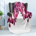thumbnail image 4 of Floral Soft Flannel Fleece Throw Blanket, Orchids Branches Symbolizing Purity, Cozy Plush for Indoor and Outdoor Use, 70" x 90", Pink Fuchsia White, by Ambesonne, 4 of 5
