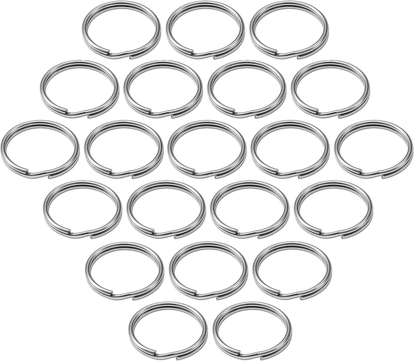 Lucky Line 7/8" Split Key Ring, Nickel-Plated Tempered Steel, Heavy Duty Metal Key Chain Ring for Cars, Crafts, Lanyards, Box of 100 (76300)