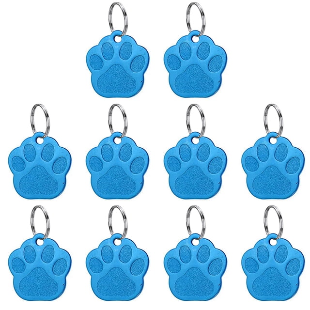 10PCS 1.38in Pet Name Tag Dog Paw Design Kitten ID Tag Dog Name Tag with Ring