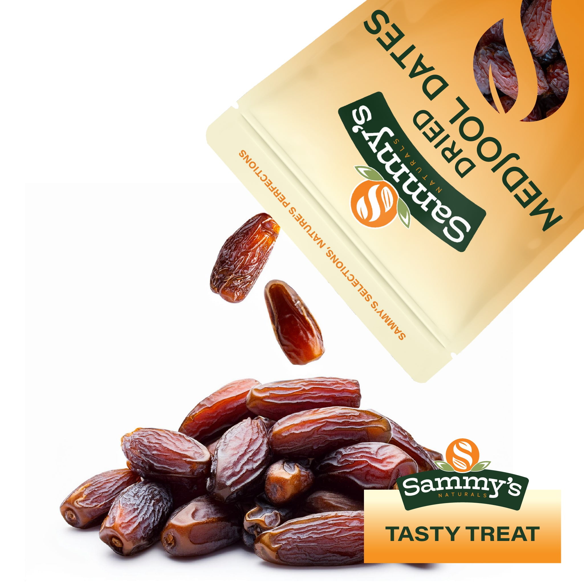 Sammys Naturals Whole Medjool Dates, Jumbo & Soft, No Sugar Added, Vegan & Kosher (32oz - 2 lbs)