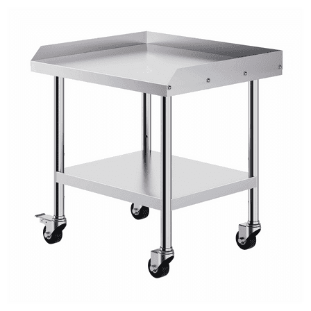 Stainless Steel Work Table 24x28x30 Inch - Commercial Kitchen Prep Table with Wheels & Backsplash - Heavy Duty Restaurant Workstation