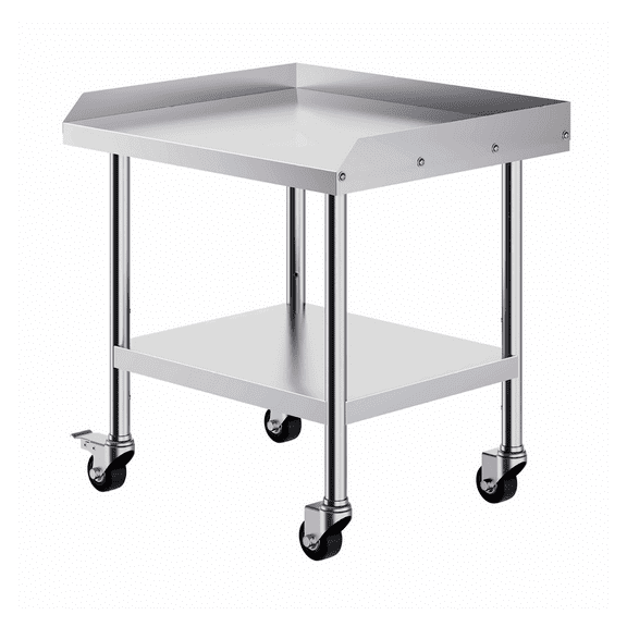Stainless Steel Work Table 24x28x30 Inch - Commercial Food Prep Table with Wheels & Backsplash