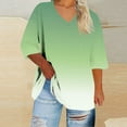 thumbnail image 5 of Womens Oversized Plus Size Tops, 3/4 Sleeve Shirts for Women Summer Fashion Ombre Tie Dye V Neck T-Shirts Spring Clothes, 5 of 5