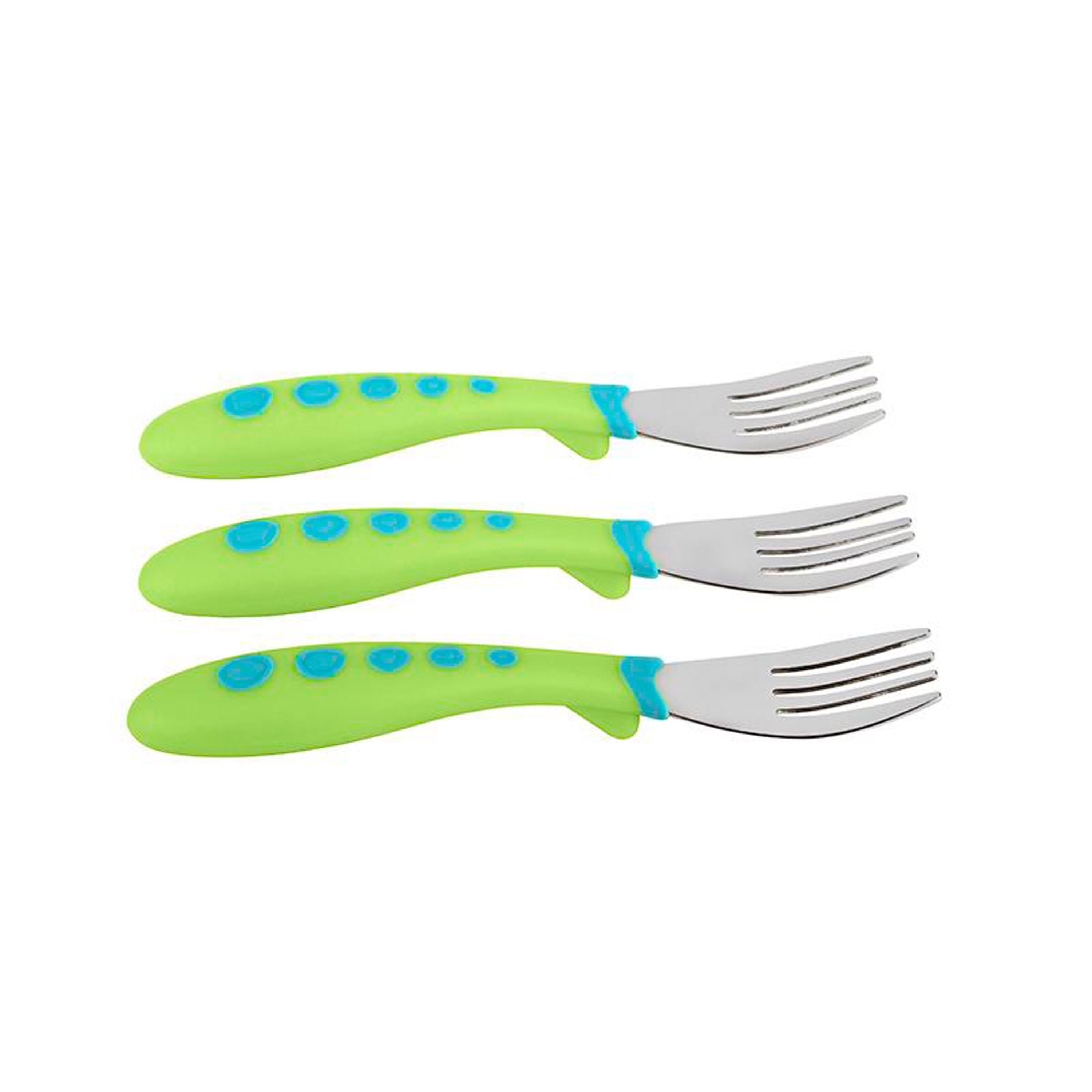 First Essentials by NUK Kiddy Cutlery Forks, 3-Pack, Green, Blue - image 4 of 6