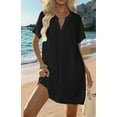 thumbnail image 6 of Women'S Swimsuit Cover Up Shirt V Neck Short Sleeve Bathing Suit Coverups Summer Beach Cover Ups Black S, 6 of 7