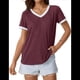 thumbnail image 4 of Camisetas de Corta con Cuello en V para Mujer, Color Vino Tinto M, 4 of 6
