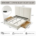 thumbnail image 3 of King Upholstered Platform Bed with Two Large Storage Drwers, Strong Wooden Slats, Metal Support, Heavy Duty Mattress Foundation, No Box Spring Needed, Noise-Free, Easy Assembly,Cream, 3 of 10