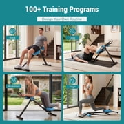 Nextay Adjustable Ab Machine, 440LBS Heavy Duty Foldable Core Trainer with 2 Incline & 5 Height Levels, Knee/Elbow Protection, LCD Display for Home Gym, BlackBlue