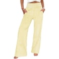 thumbnail image 6 of Lmueinov Palazzo Pants for Women Striped High Waisted Wide Leg Casual Pants Loose Fit Elastic Waist Lightweight Long Lounge Pants for Daily Summer Fall, 6 of 7