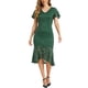 thumbnail image 2 of INSPIRE CHIC Vestidos Elegantes de Encaje Floral para Mujeres con Escote en V, Mangas Cortas con Volantes, Vestido de Cóctel Sirena Bodycon Verde Oscuro M, 2 of 5